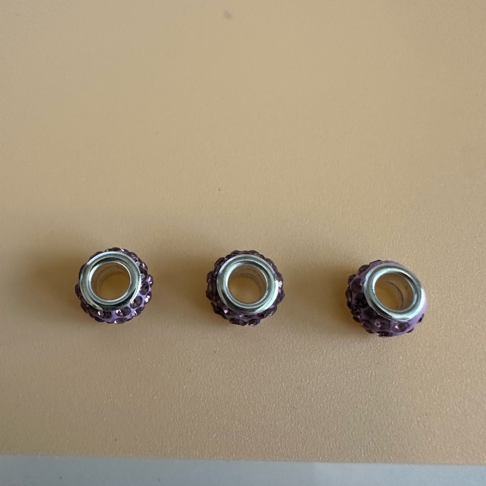 Bundle Only NWT 3 Purple Crystal Pavé European Charm Bead - Women Jewelry